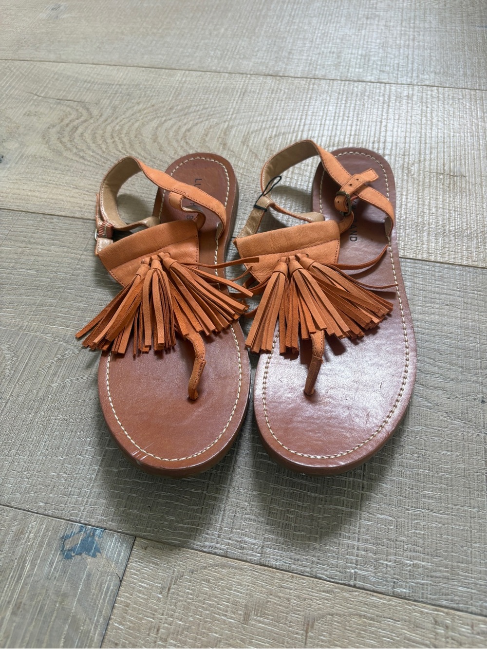 Lucky Brand Orange Tassel Thong Sandals